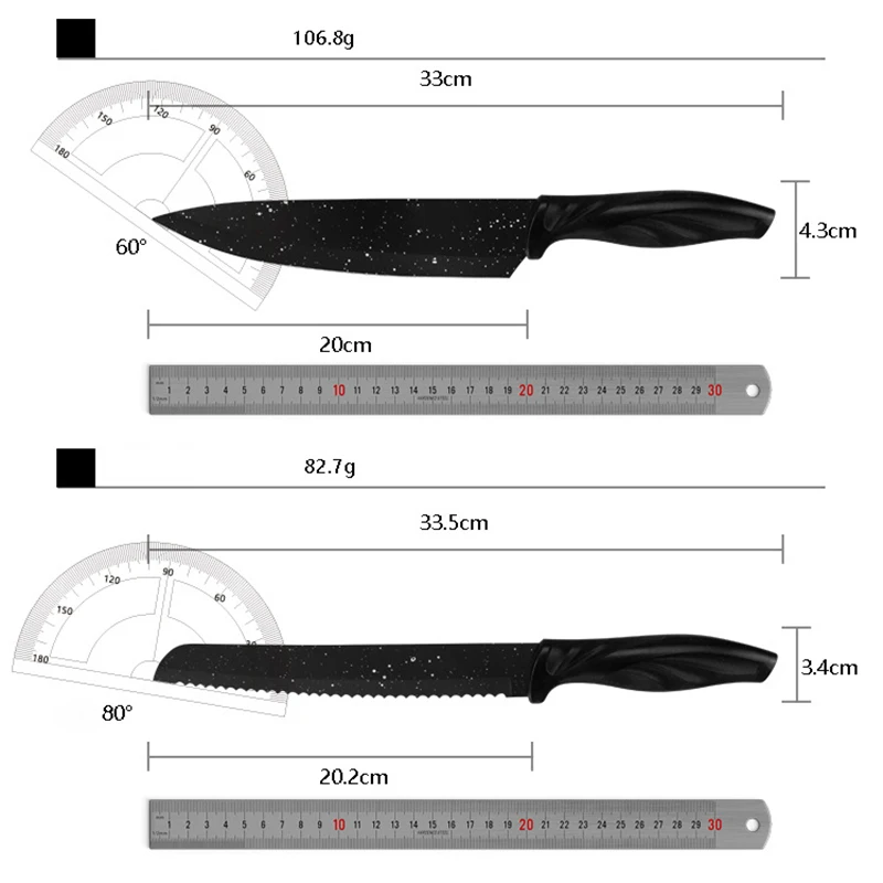 17Pcs Kitchen Knife Set Stainless Steel Chef Knife Set With Acrylic Block and Sharpener