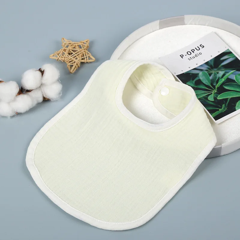 Wholesale crepe fabric new drool bib Solid color pure cotton 4-layer bib baby supplies newborn bib