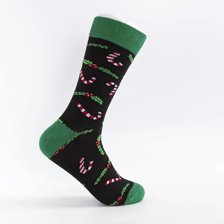 Wholesale custom made knitted snowflake socks with box funny Christmas socks men