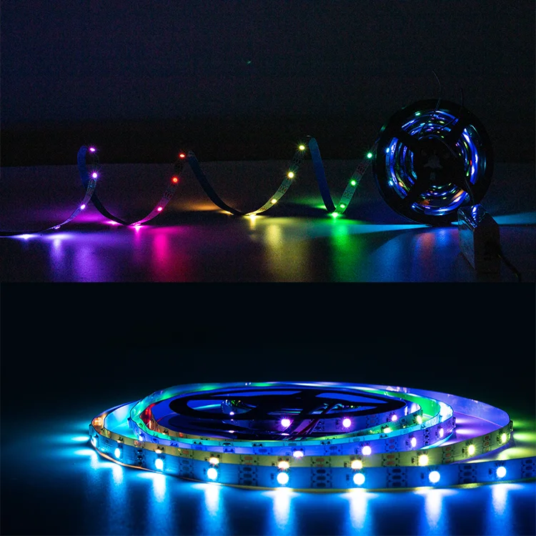 Amazon alexa Голосовое управление адресная Мечта Цвет smd 5050 ic rgbic rgb ws2812b Светодиодная лента 144