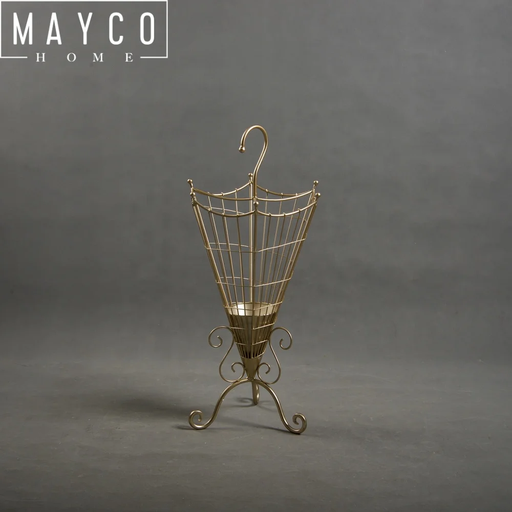 Mayco Gold Iron Indoor Wet Umbrella Holder Stands