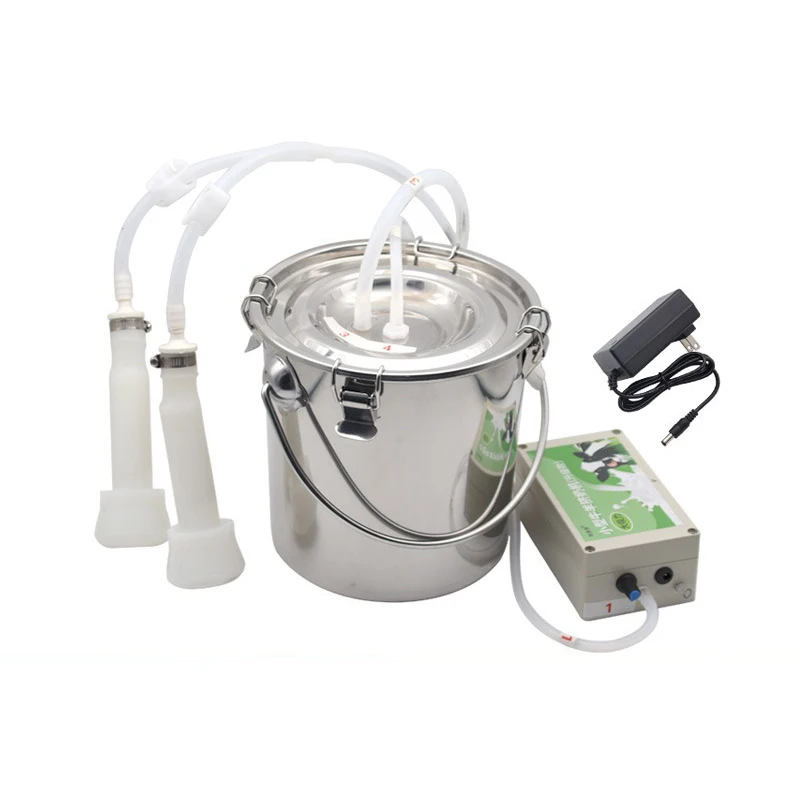 5L Electric Pulse Automatic Cow Milking Machine With Stainless Steel Bucket Suction for Sheep Goat
