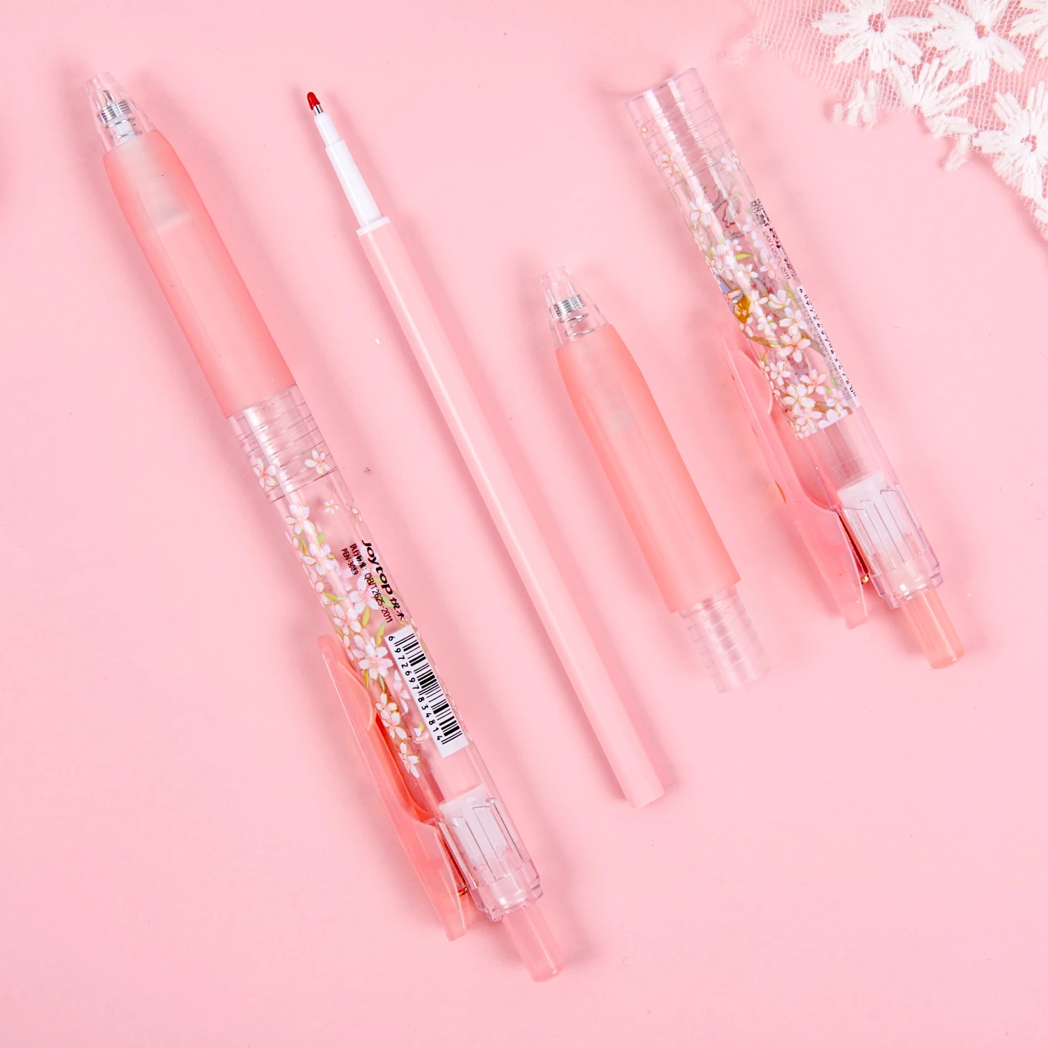 Joytop 3164 Wholesale Plastic Sakura Rack Suits Customized Retractable 0.5Mm Ballpoint Pen Refill