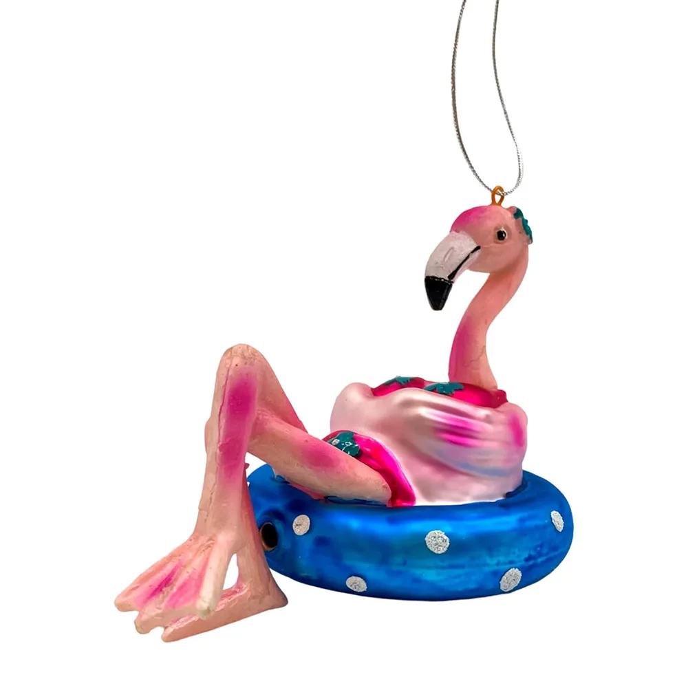 Christmas tree home Party decoration hanging hand blow painting glass flamingo ornament Eco-friendly