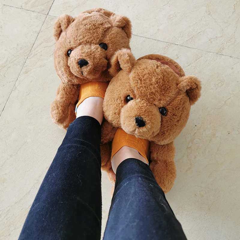 2021 Hot Sale Teddy Bear Slippers One Size For Kids Teddy Bear Slippers Cute Teddy Bear Slippers Animal