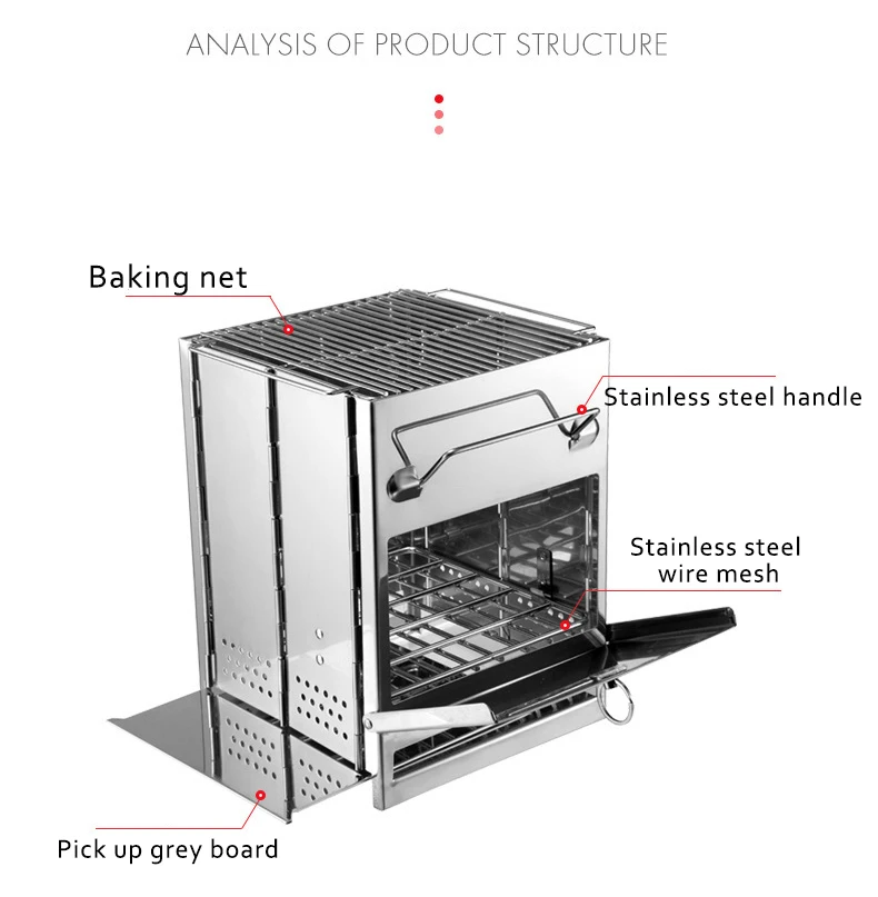 Heating Stove Folding Portable Outdoor Camping Cookout Stainless Steel Barbecue Wood Stove  for camping