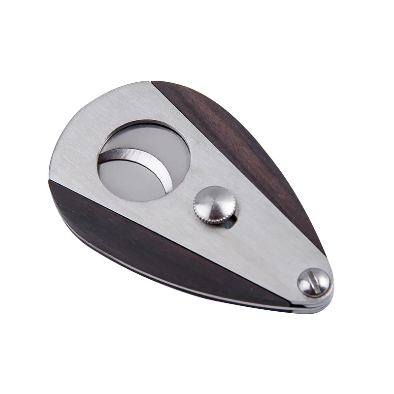 cigar cutter accessories 54 ring gauge teardrop shape double blade wood cigar cutter knife v cut damascus