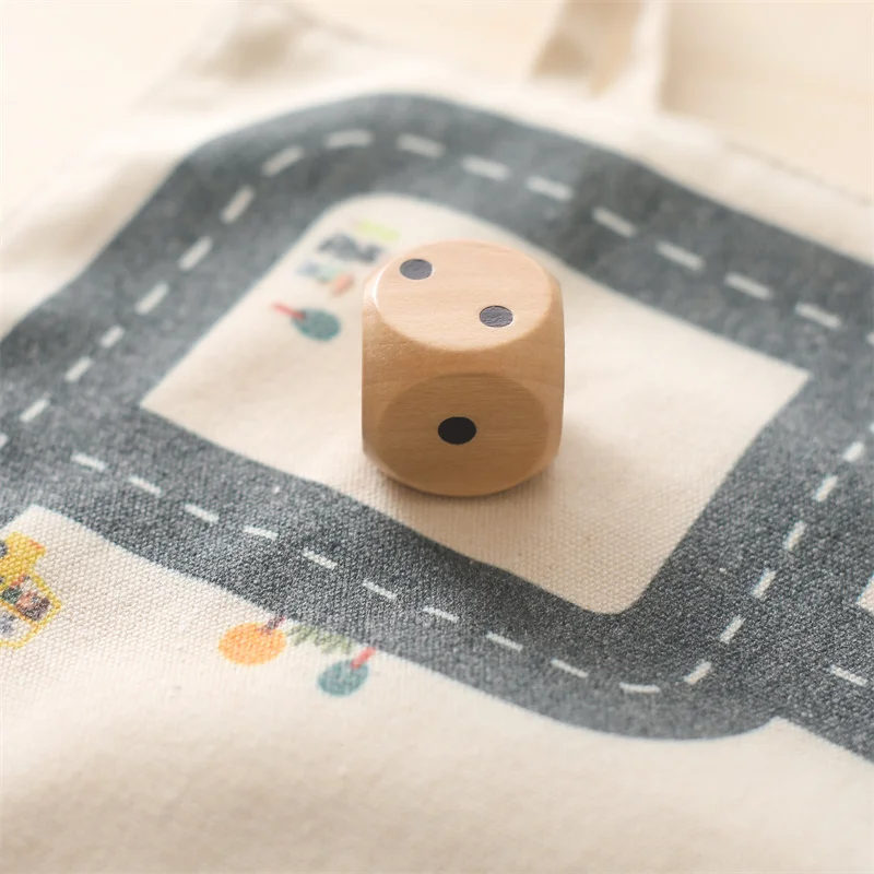 Wholesale Large Foldable Wood Canvas Map Play Mat for Kids Custom Logo Educational Crawling Storage Bag