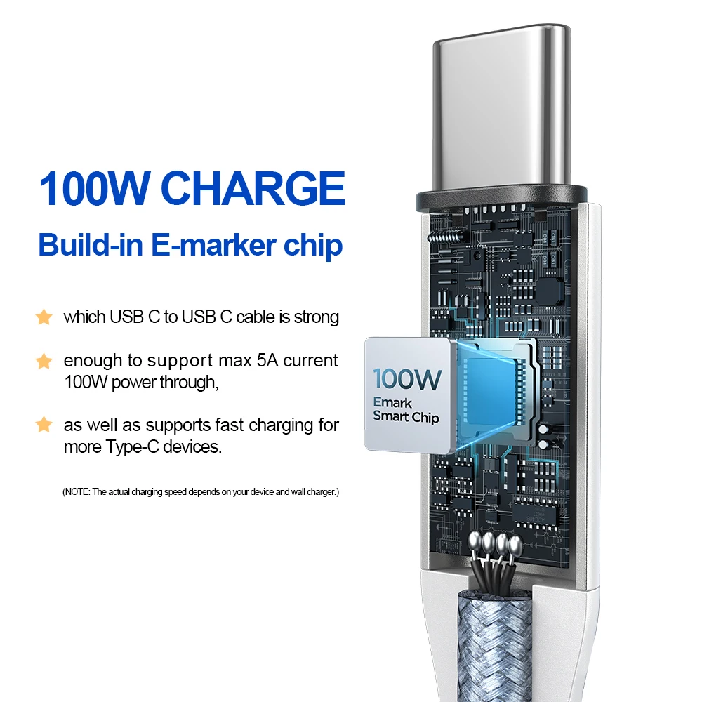 OME Fast Charging Cable Factory Wholesale 100W Type C To Type C Nylon Braided USB Cable