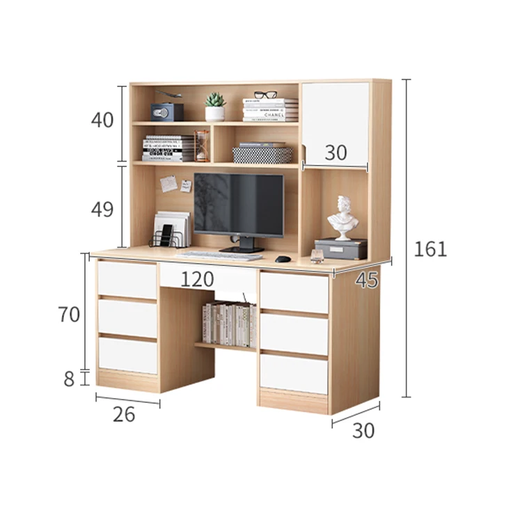 simple desktop student learning and write home single computer table office computer desk with bookshelf