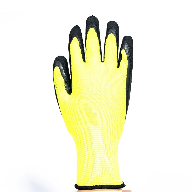 Qingdao Winmid Durable Latex Dipped Glove Labor Insurance Gloves Yellow Latex Working Glove