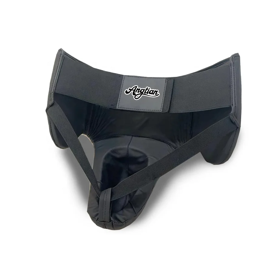 Sports goods manufacturers custom logo MMA groin guard leather jockstrap for boxing man