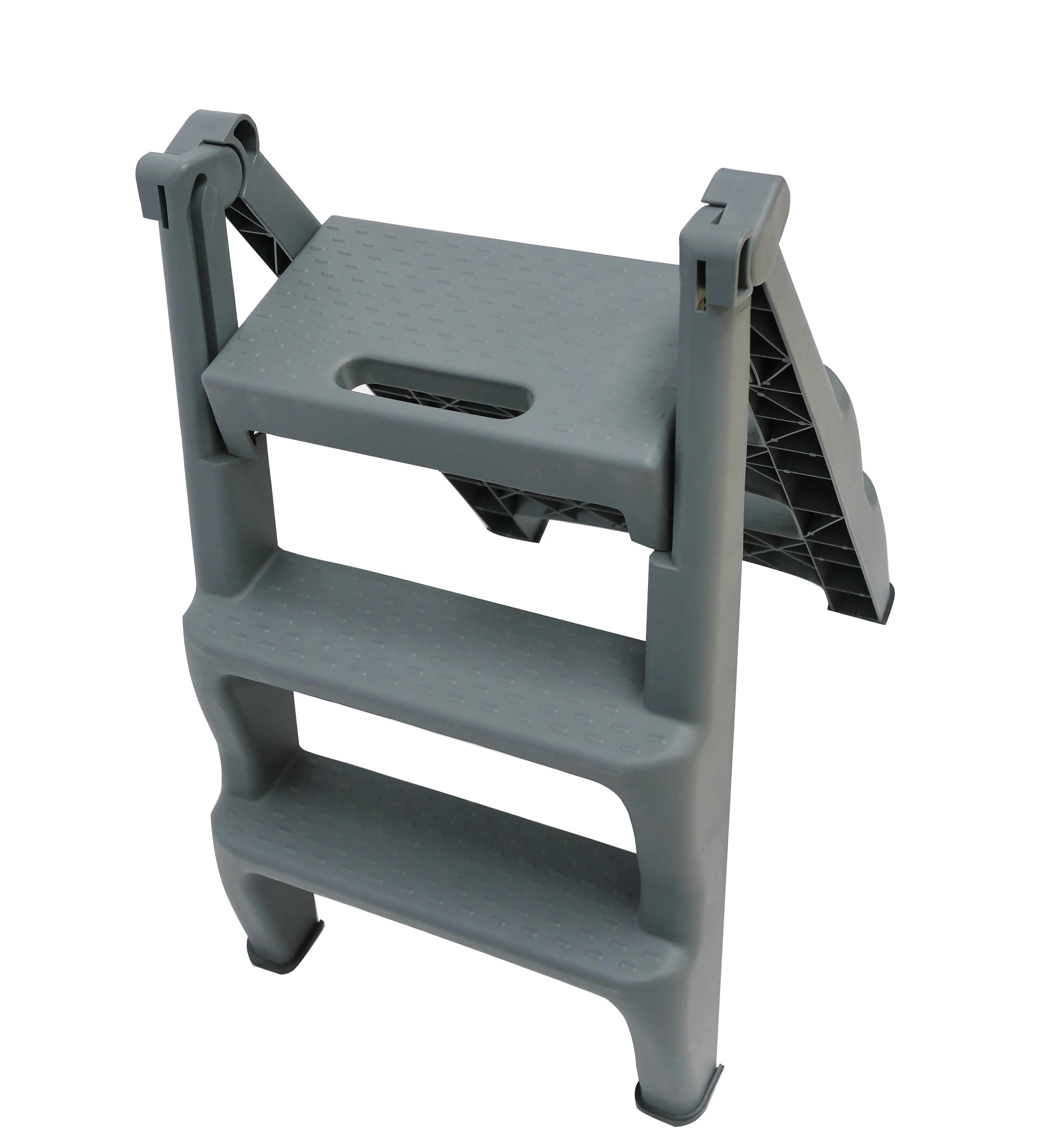 Color customized grey white  Two Step Durable Folding Plastic Ladder Step Stool