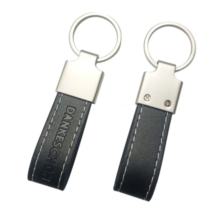 Wholesale Custom Leather Keychain Promotional Gift Custom Logo Black Leather Keychain