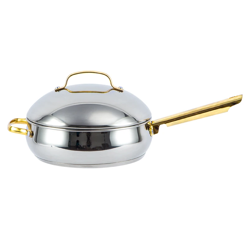 Factory 12 pcs Cookware Set Gold-plated Knob and Handle Stainless Steel Cooking Pot
