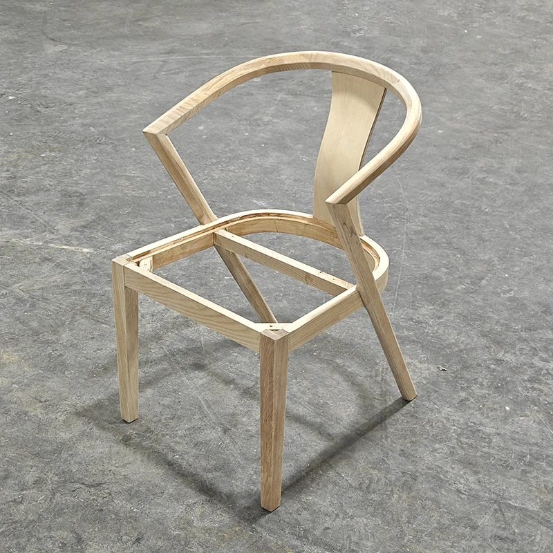 Wabi-sabi белый деревянный каркас стула из воска Незаконченный деревянный обеденный стул каркас для обивки