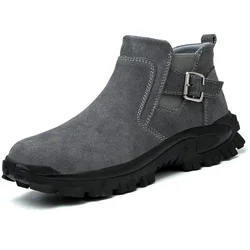Мужская защитная обувь, рабочие ботинки со стальным носком, неразрушаемые Нескользящие проколостойкие безопасные кроссовки, Противоударная комфортная промышленная обувь
