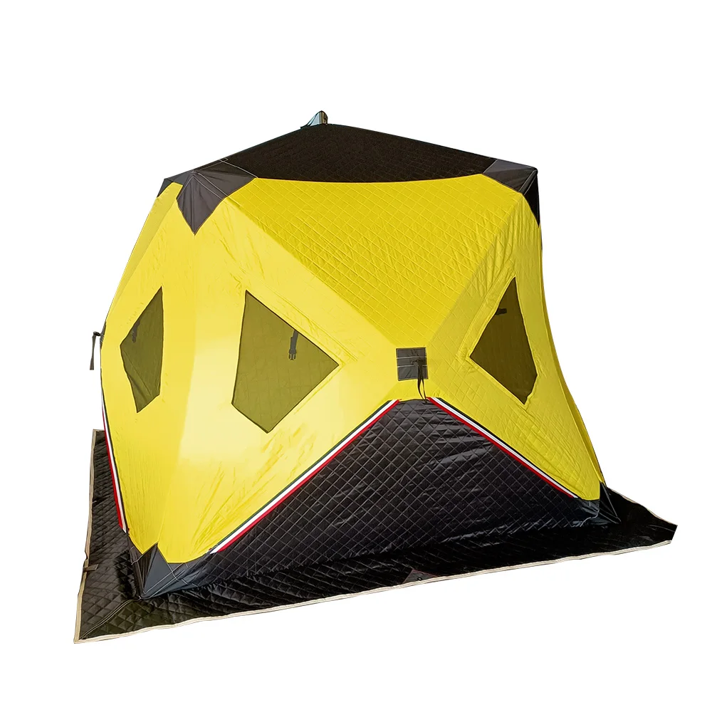 Ice Fishing Shelter 2 Person Pop-up Winter Outdoor Waterproof Portable Ice Tent for Outdoor Fishing (Yellow for 2 Person)