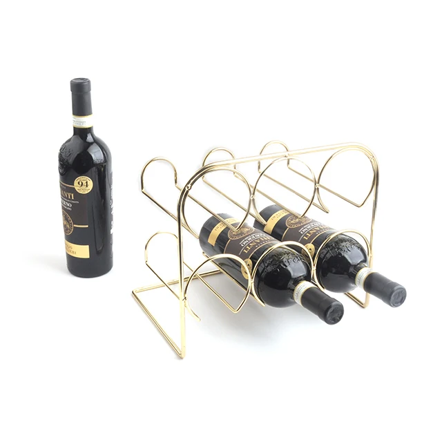 Brass plated wine rack freestanding Storage Rack Countertop Display Shelf Bottle Holder Gold