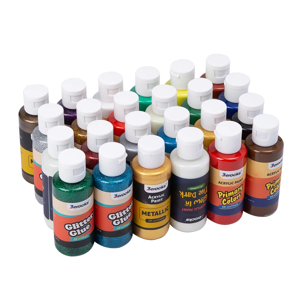 Colors Acrylic Paint Set 24 Colors 2 Ounce  Acrylic Paint Set For All Kinds Of Surface
