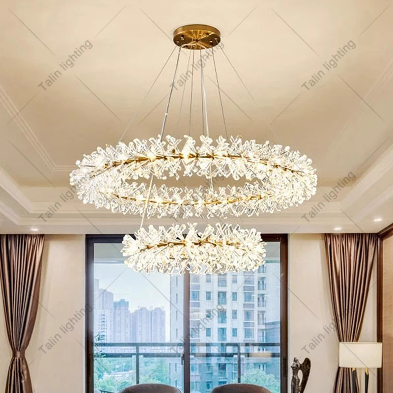 Crystal Chandelier lighting Luxury Pendant Light For Living Room Decoration Ring Crystal Decor Light Residential Lamps For Home