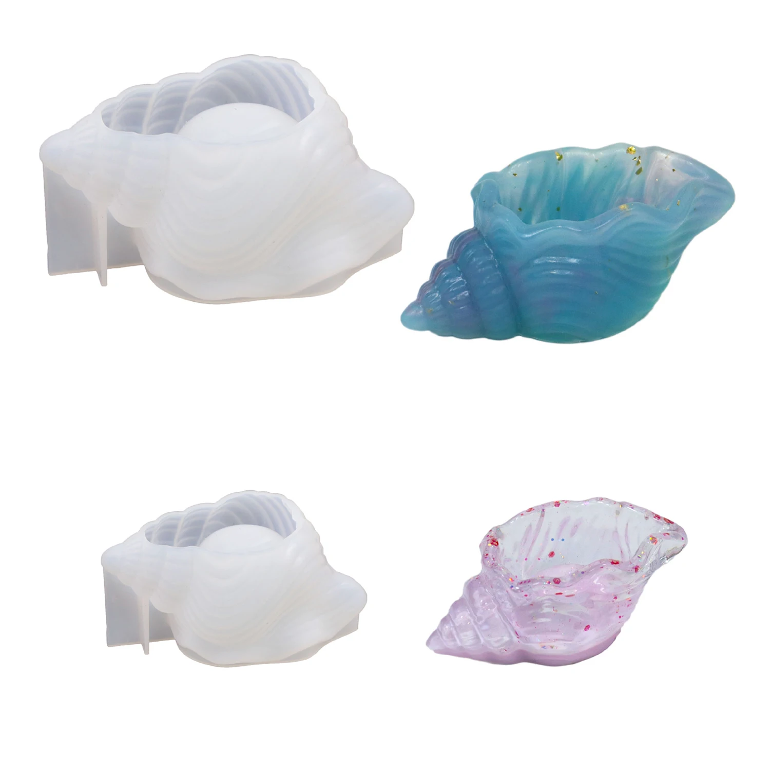 Conch Shell Silicone Mold - A Silicone Epoxy Resin Casting Mold Used For DIY Makeup Sponge Storage Racks