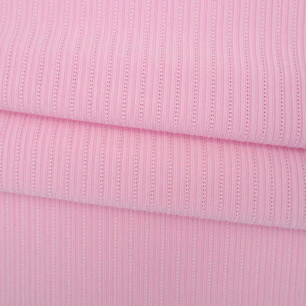 Fabrics and Textiles wholesale Custom rib knit fabric polyester spandex ribbed knitted jersey fabric for dress making