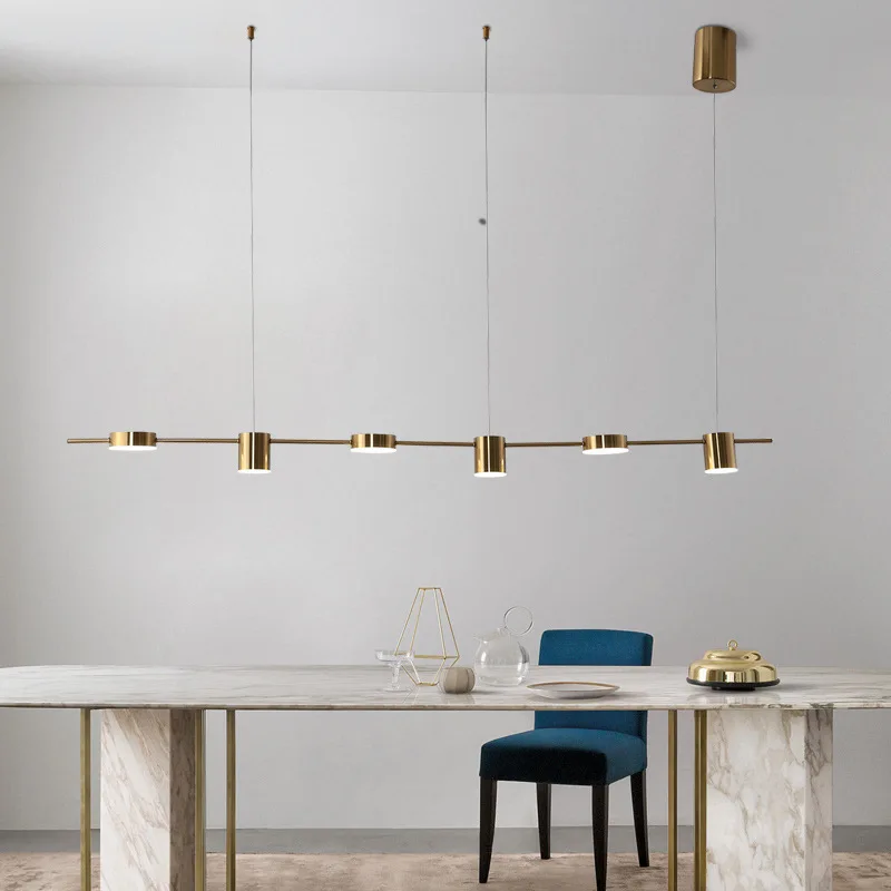 Minimalist Restaurant Led Long Bar Pendant Light Dimmable Dining Table Kitchen Hanging Fixture