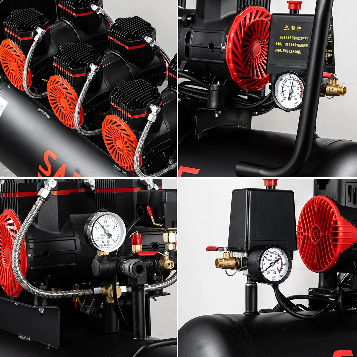 SAFE Low Noise Oil Free Piston Air Compressor 50L Portable Pump 1600w Dental Silent 8 Liters Oilless Air Compressor For Painting