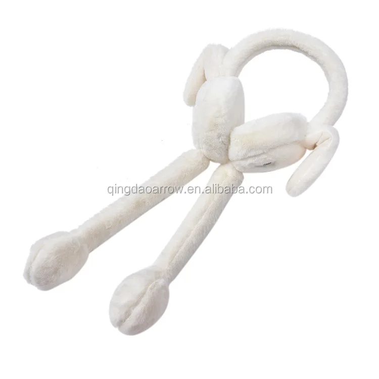White Plush faux fur dancing shaking rabbit Ear Plugs & Ear Muffs  Ear Warmer Fashion Winter Warm warmer Earmuffs