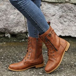 2021 Autumn And Winter New Flat Large Size Low-Heeled Ankle Boots Winter Women Shoes Boots