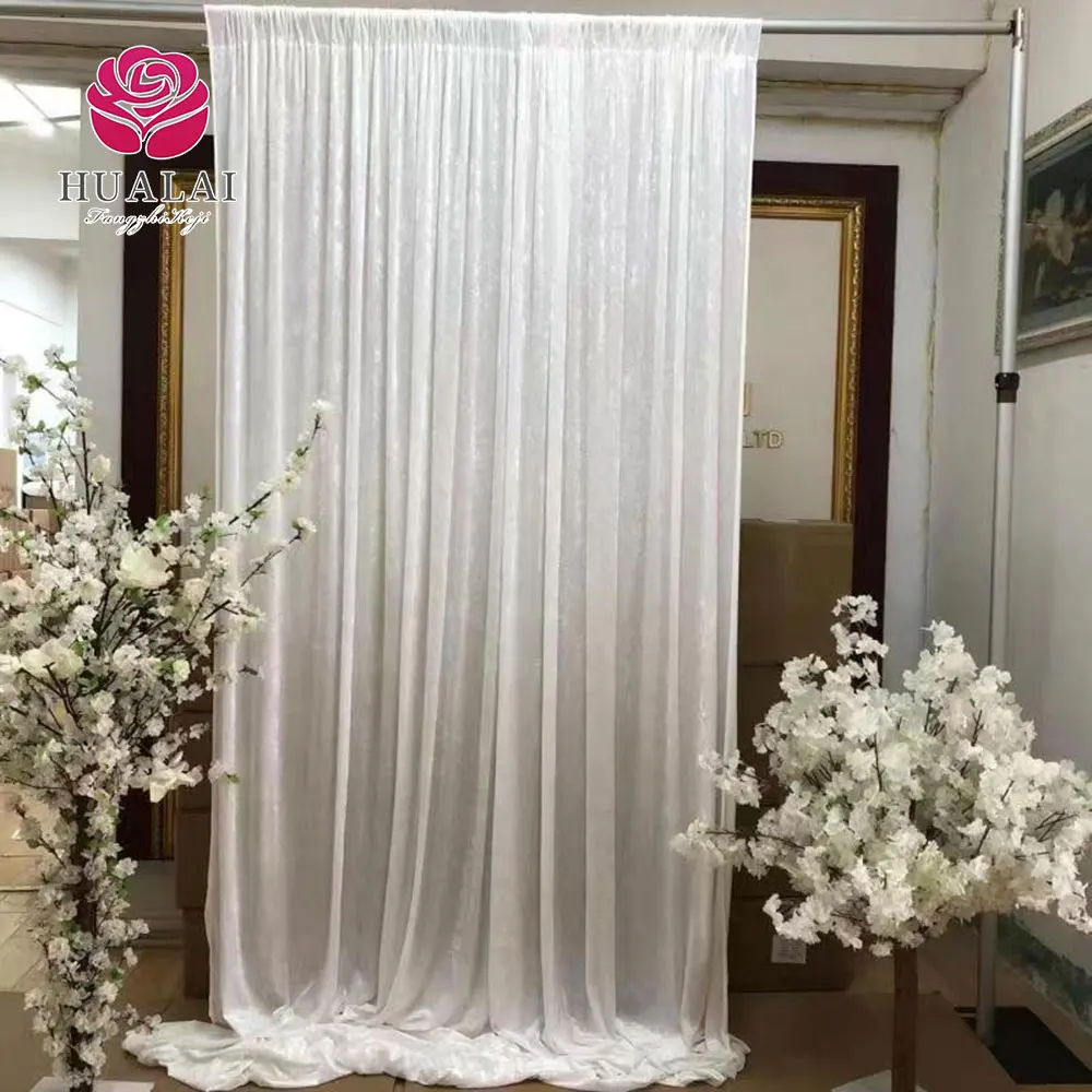 custom solid black velour crushed velvet heavy cloth backdrop drapes curtain for wedding and party