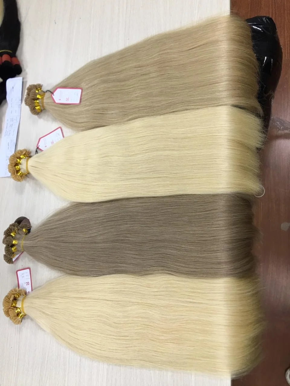  100% натуральные человеческие волосы для наращивания с выравненной кутикулой глубокие кудрявые и фронтальные кератин блонд белый цвет