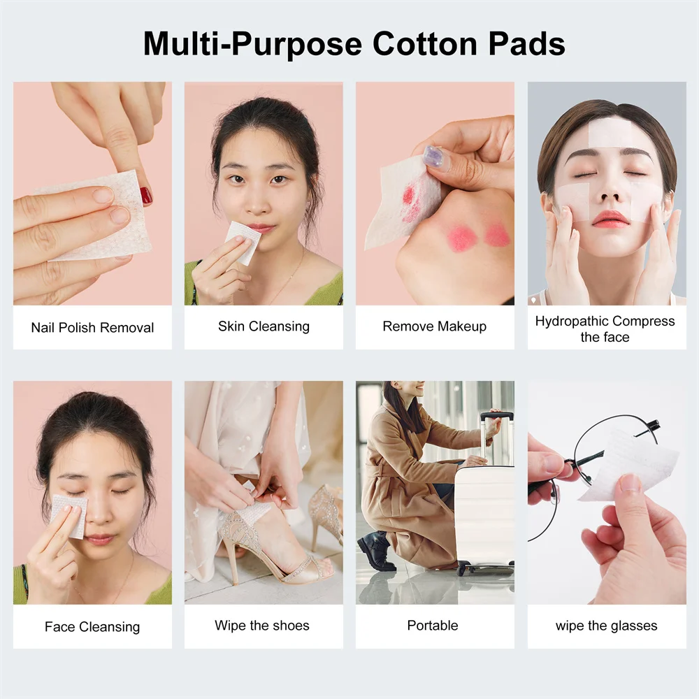 cotton pad for face make Cosmetic women with custom Natural travel Thin nail sided Square makeup Skin rolls thickening toner