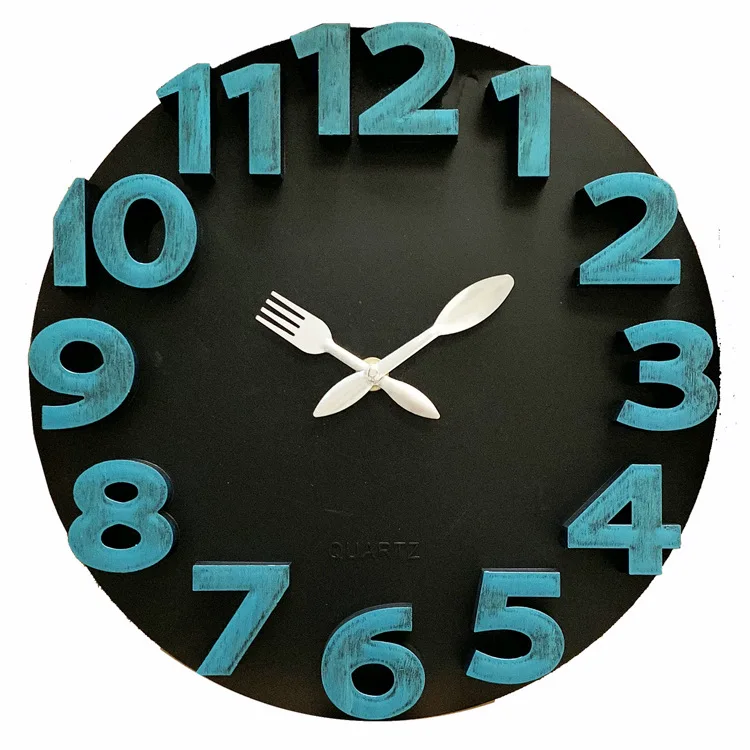 12 inch plastic  round face circular three-dimensional figures wall clock