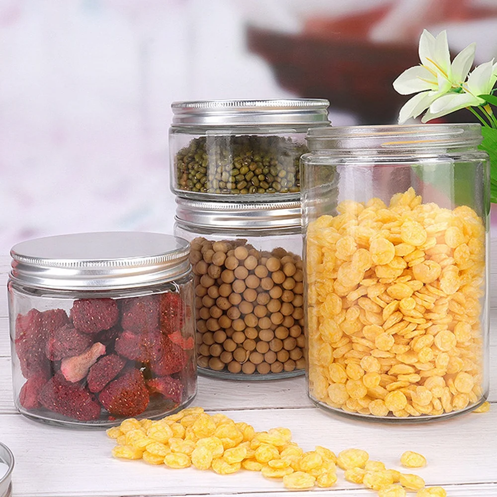 Wholesale empty clear airtight food storage container honey glass storage jar kitchen glass jar