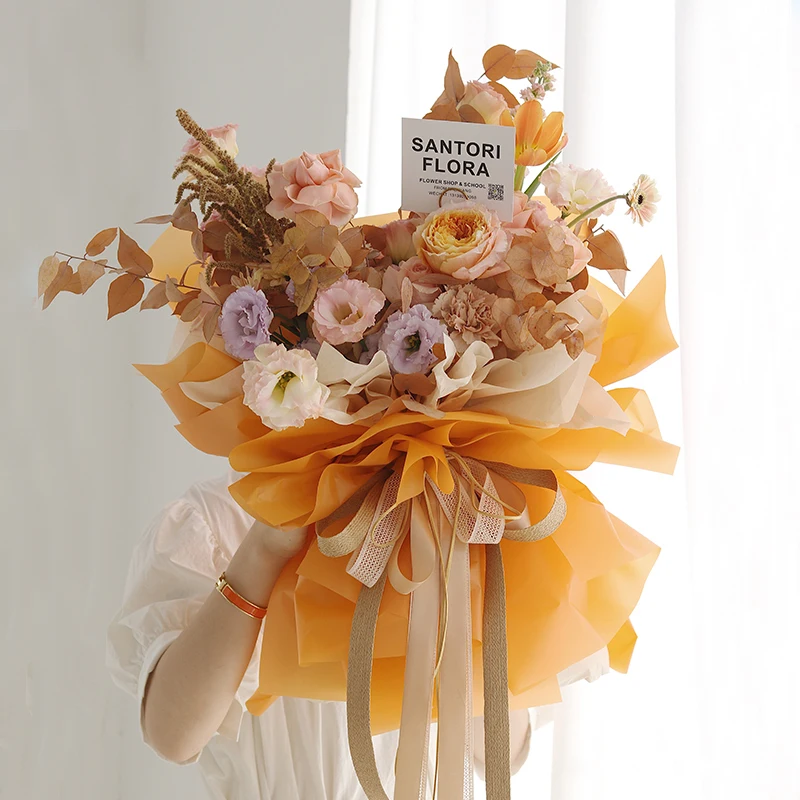 Vintage Pure Color 58*58CM Waterproof Flower Wrapping Paper Matt Plastic Thin Film