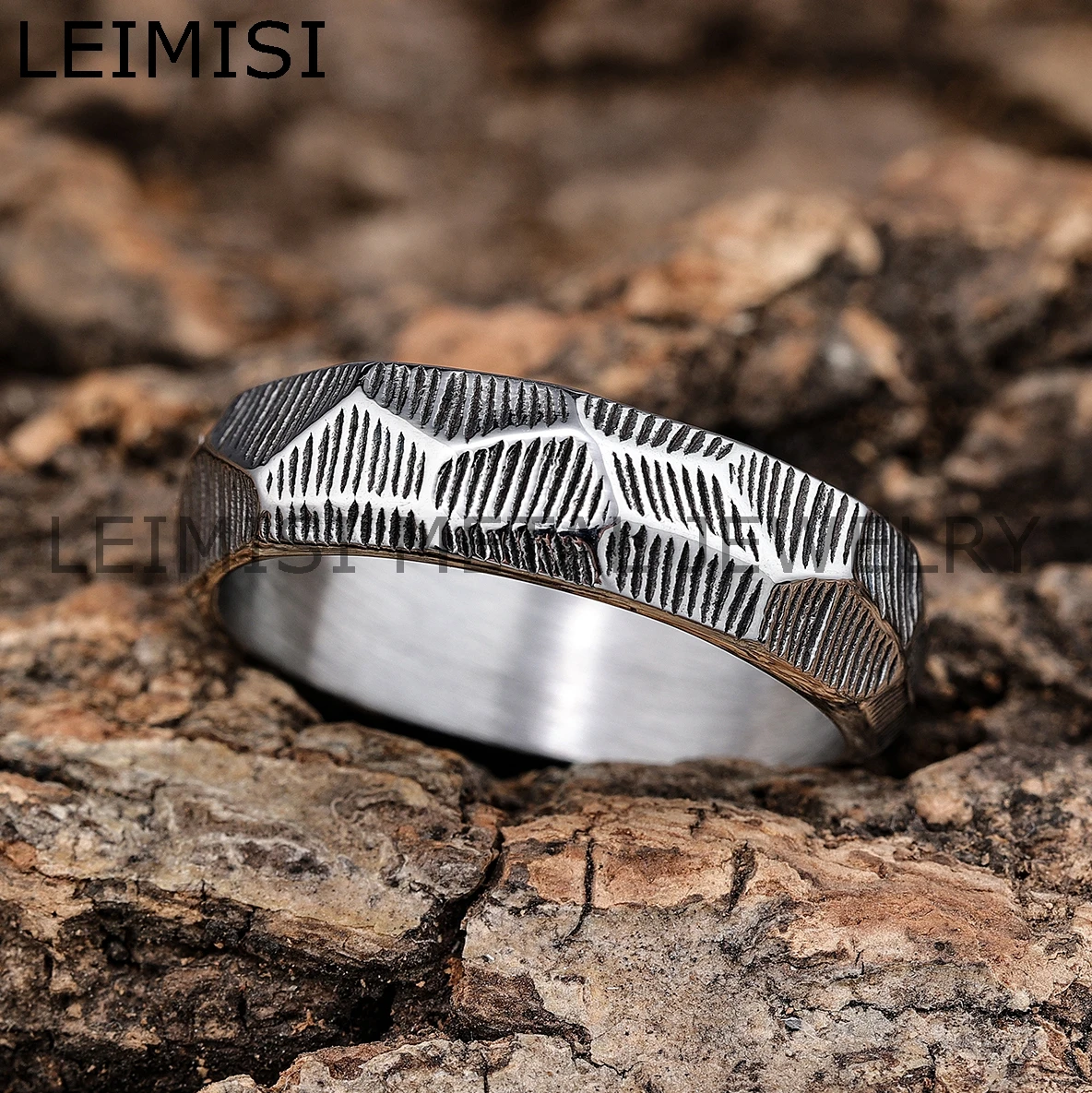Handmade Vintage 6mm Stainless Steel Hammered Stamping  Irregular Wedding Couple Bands Rings for Men Women