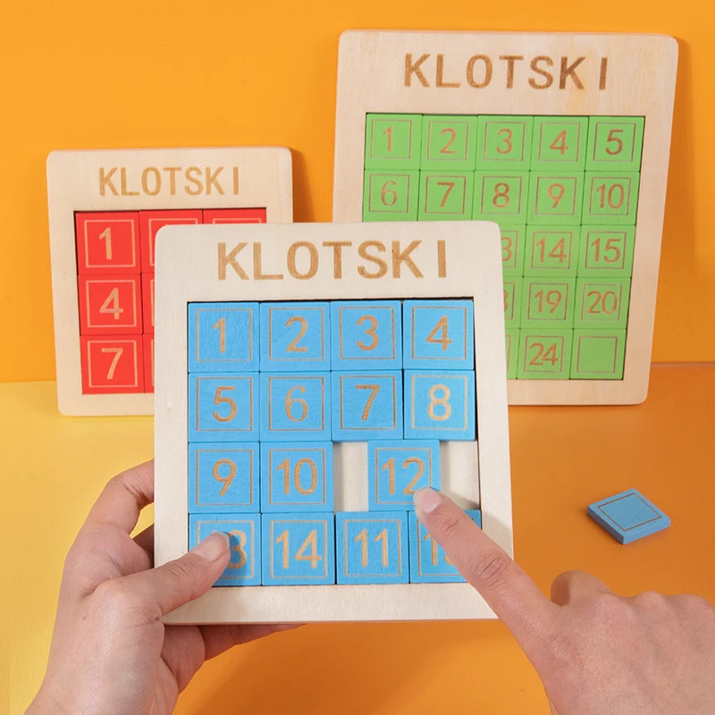 New arrival 3 challenges digital puzzle toys funny math sliding blocks wooden numbers brain teaser puzzle