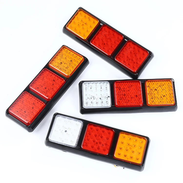 Universal Waterproof truck combination light Rectangular Stop Turn Reverse Tail Combination Rear Lamps LED Tail Lights 24v Truck