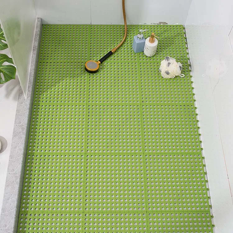 New Product Ideas 2024 Home Hotel Plastic Non Slip Drain Hole DIY Square TPE Floor Bathroom Rug Shower Massage Bath Mat