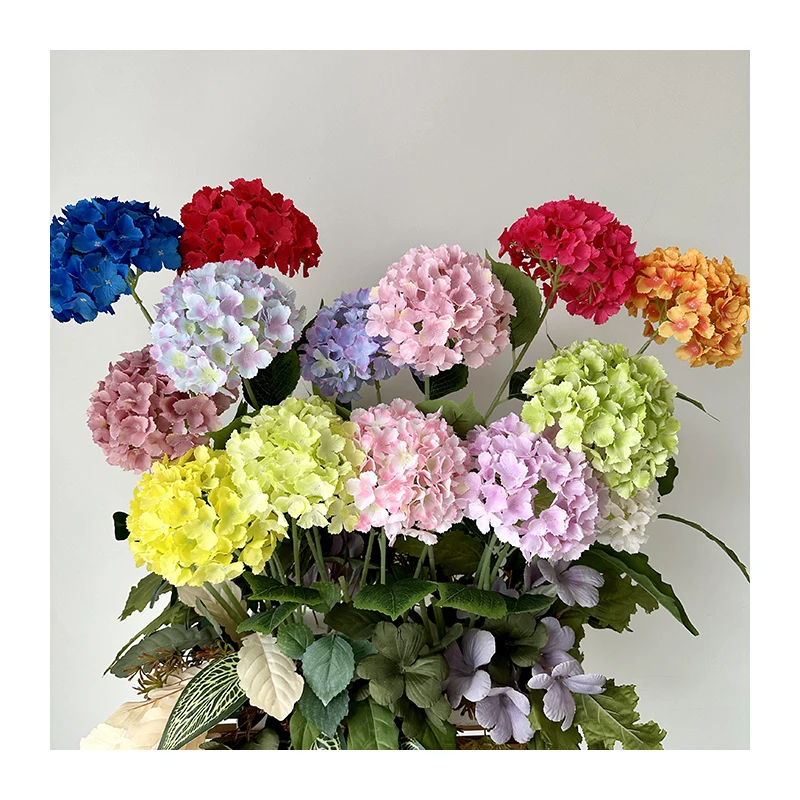 Factory Wholesale Faux real touch hydrangea flower TIANYUAN Large Single stem Hydrangea Cloth Handmade Artificial Flowers
