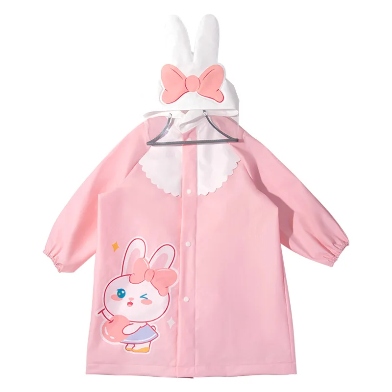 Cute cartoon indoor and outdoor waterproof rabbit poncho girls kindergarten large brim raincoat