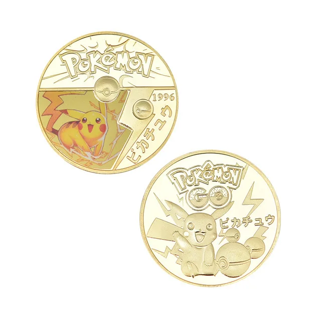 NEW Pokemons Gold Silver Coins Pikachu Golden Commemorative Coin Charizard Round Metal Pokemons Collector Coins