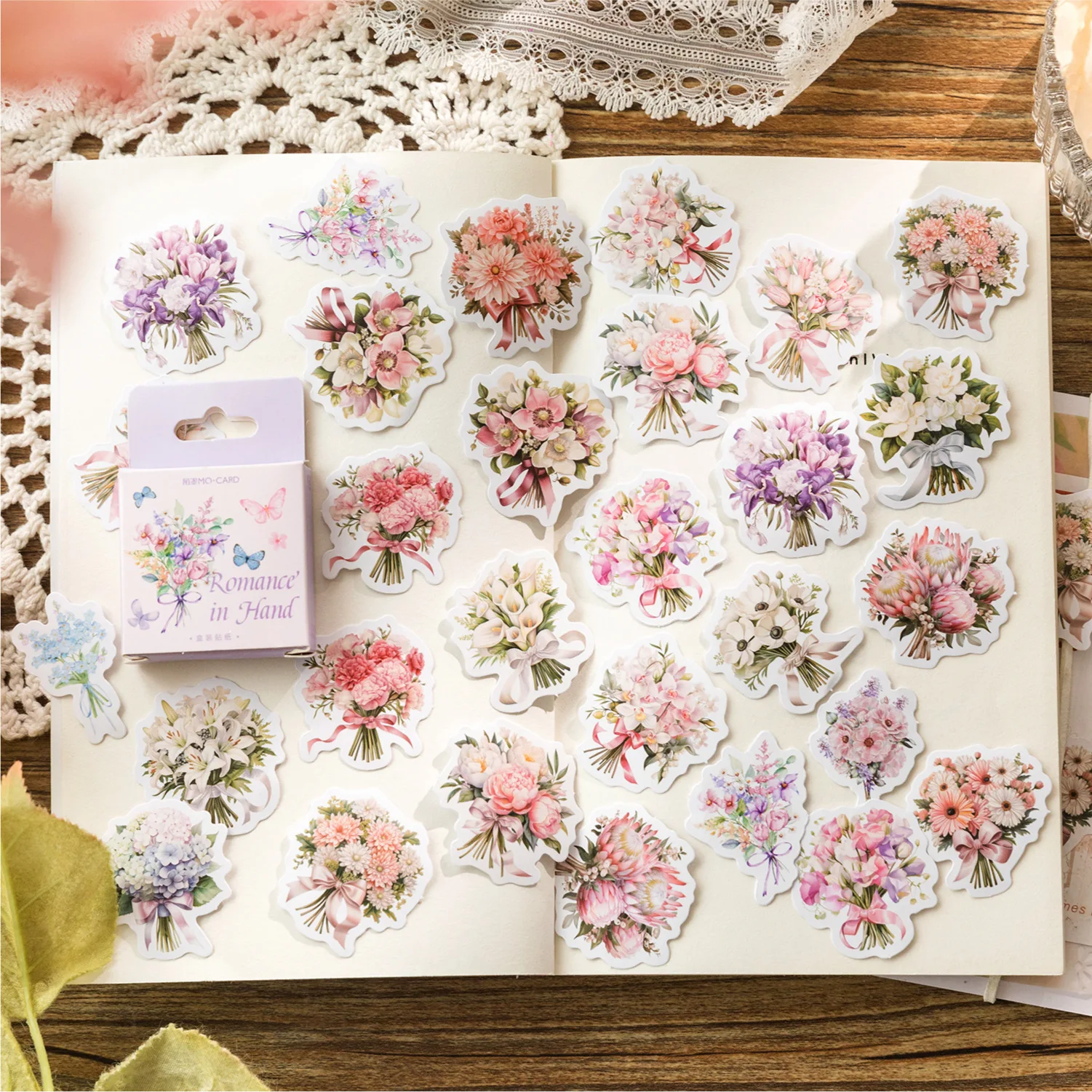 46pcs/box Box Stickers Coffee Corner INS Handbook DIY Material Stickers Loop Stickers