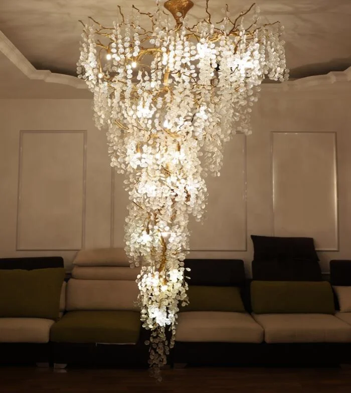 Brilliant Lighting hot sale tree crystal chandelier pendant lamp wholesale price brass long chandelier modern for staircase