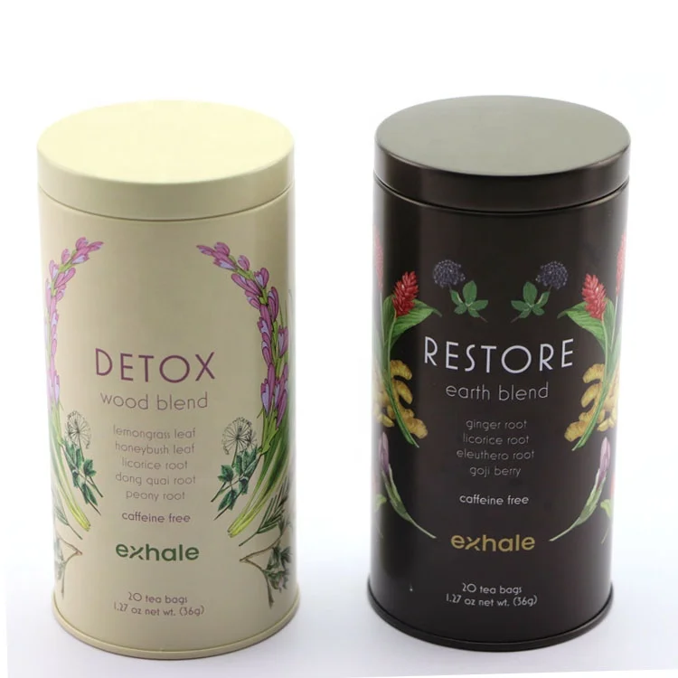 China Supplier Custom Empty Metal Round Cylinder Tea Packaging Tin With Lid