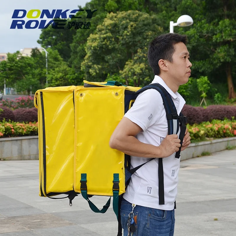 840D PVC waterproof folded insulated food delivery backpack by bicycle