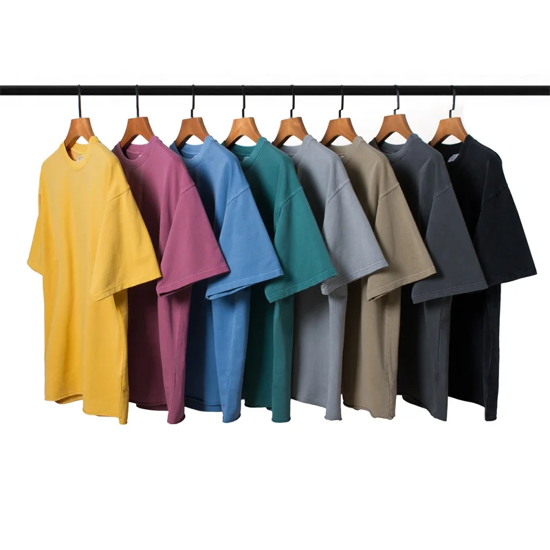 New style heavy cotton french terry 260gsm washed tshirt hip hop streetwear vintage t shirts wholesale