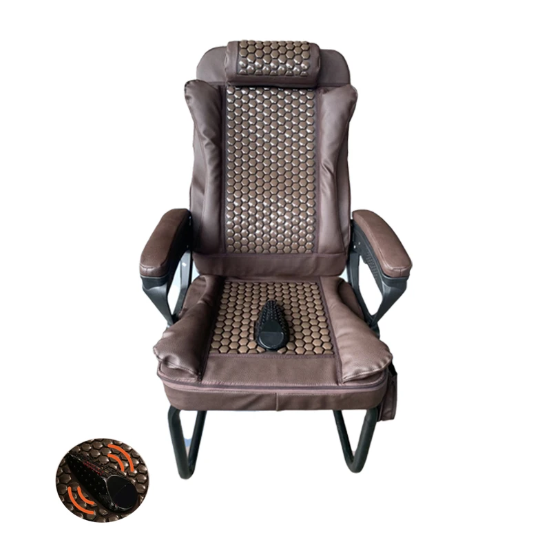 pop relax new invention back thermal vibration hot tourmaline stone mucsle relax therapy infrared heating massage chair